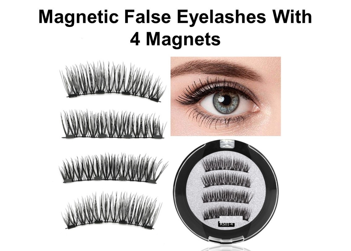 No Glue 3D Mink Eyelashes Wear Comfortable Magnetic 4 Magnets 30mm * 6mm